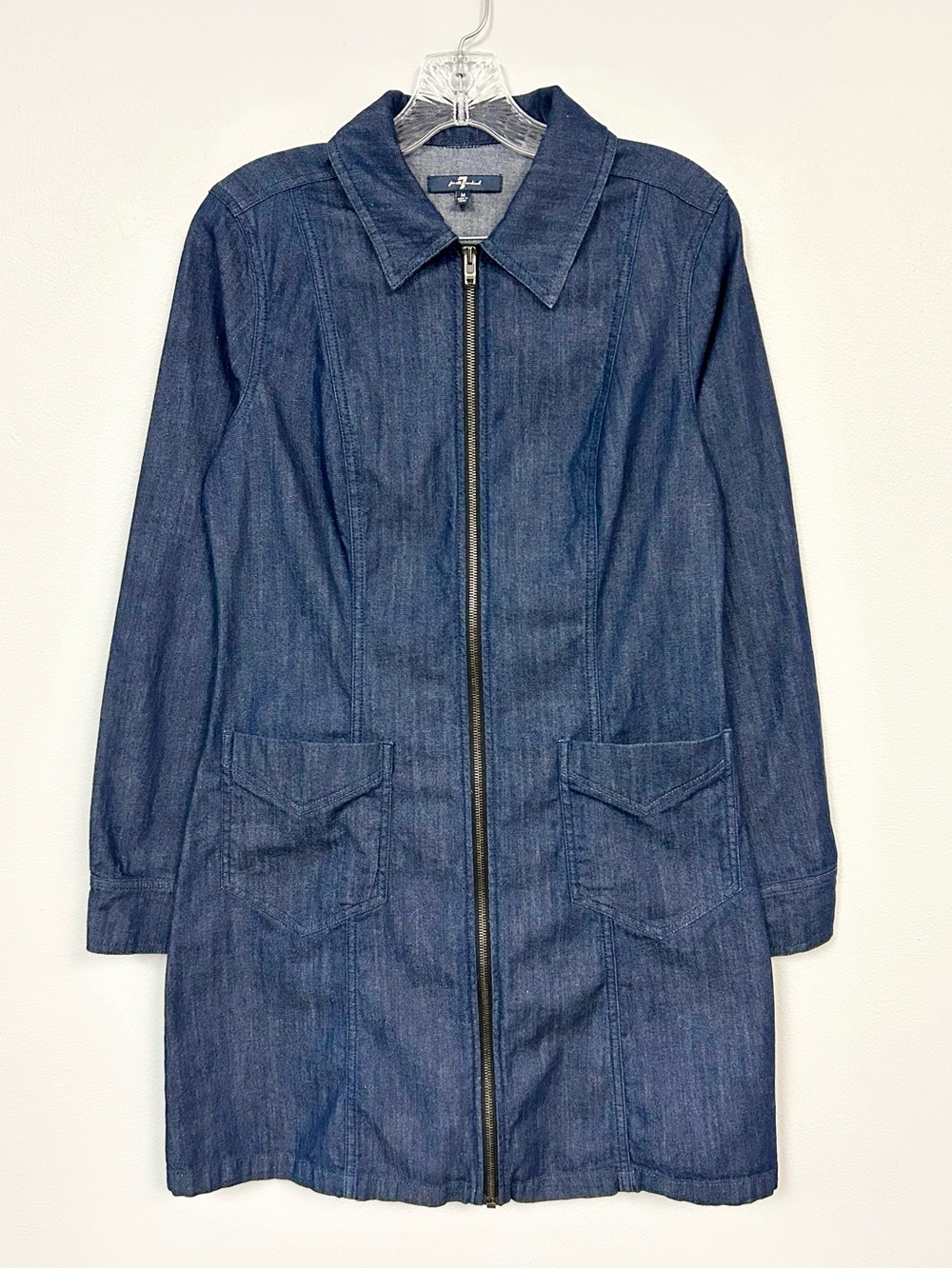 7 FOR ALL MANKIND 👮🏻 Denim Stretch Zip Up Mini Dress - Size M
